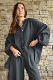 Hush Pillow Cotton Nero Boyfriend Shirt Charcoal